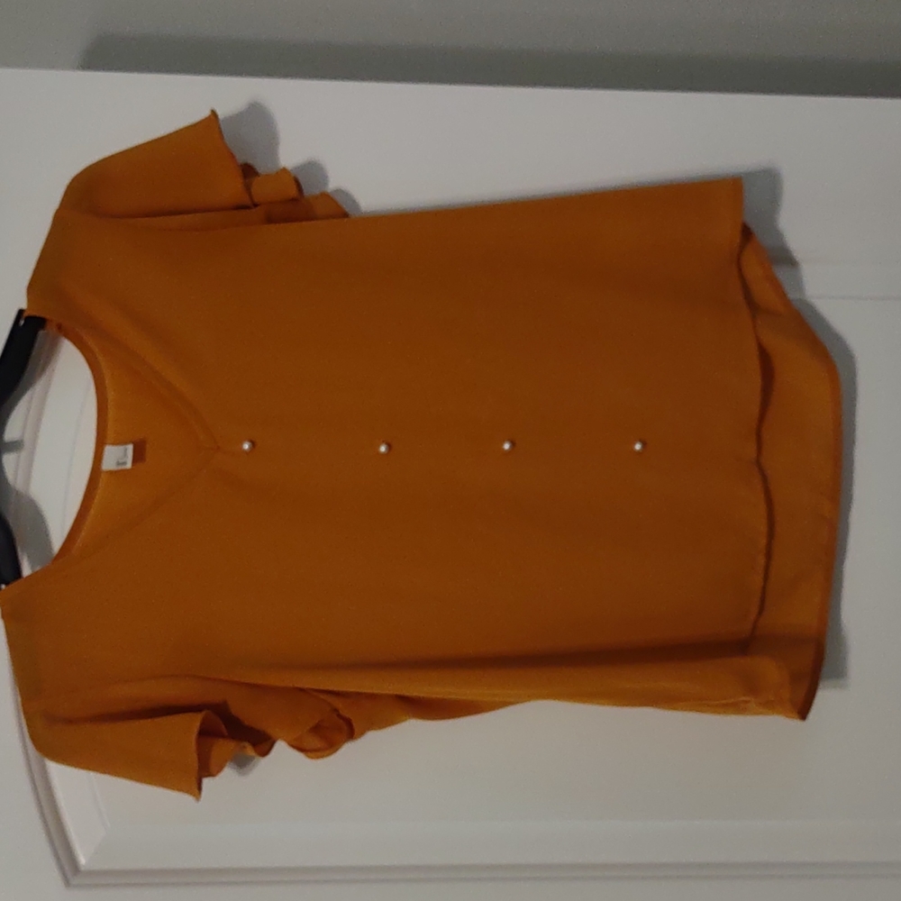 Golden yellow blouse with pearls